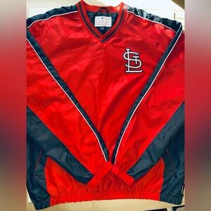 St. Louis Cardinals Genuine MLB Embroidered Pullover Windbreaker Size L Red Navy